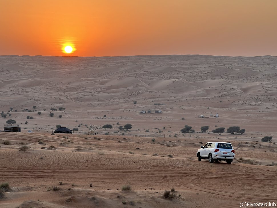 デューンドライブの風景・夕日観賞<ワヒバ砂漠>