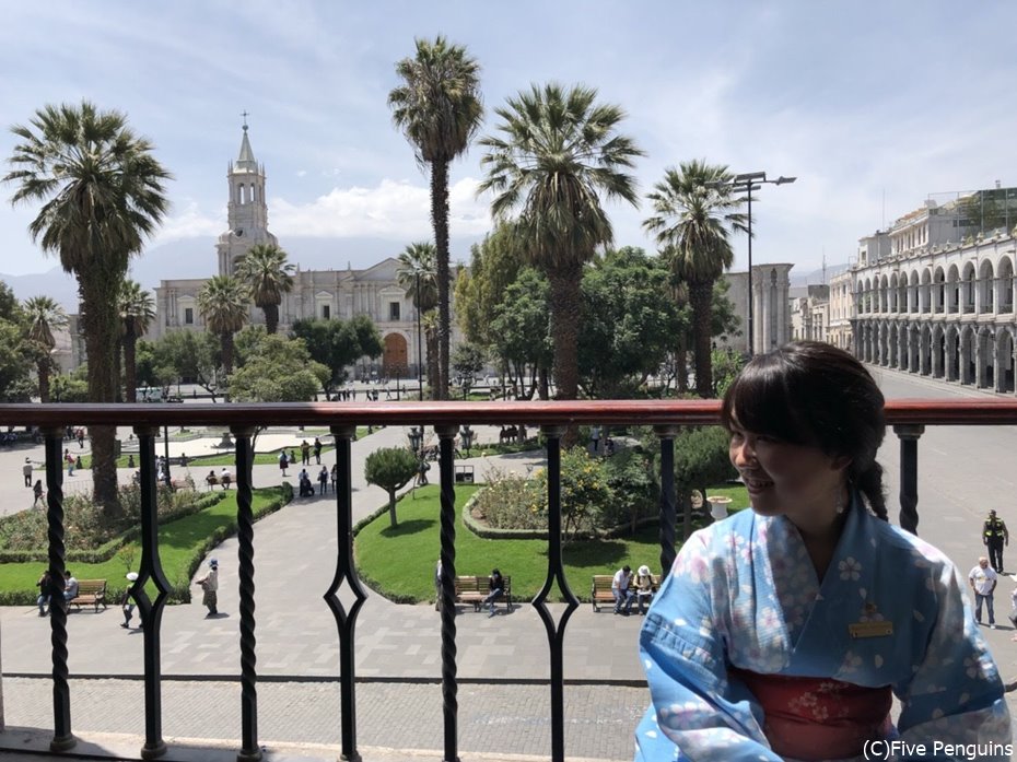 ペルーで浴衣!きつく締めた帯は高地だとさらに苦しい