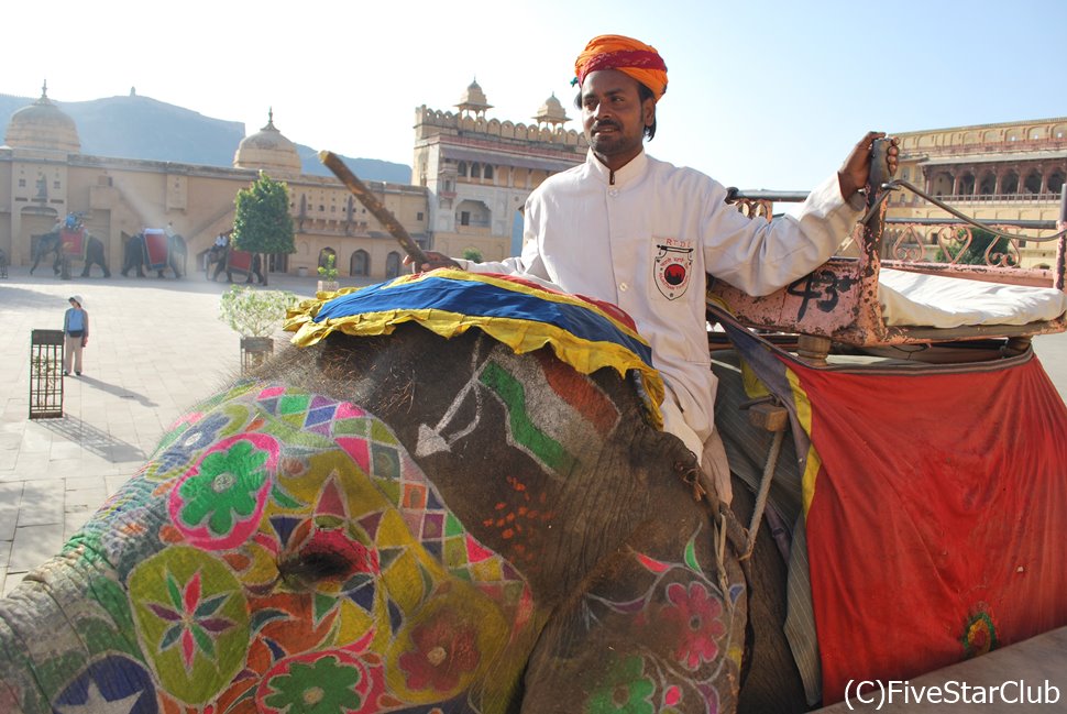 象の背に乗って世界遺産アンバー城へ（ジャイプール）