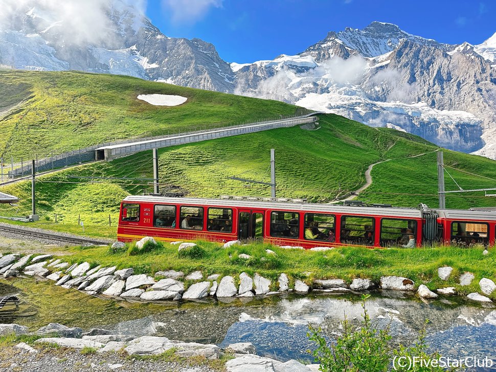 ハイキングコース中、登山電車も撮影できます