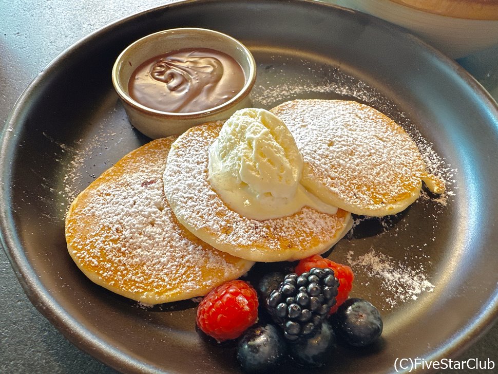 朝食のパンケーキも美味しい