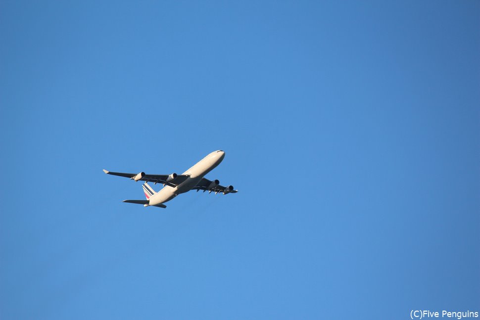 マホビーチ上空を飛んでくる飛行機