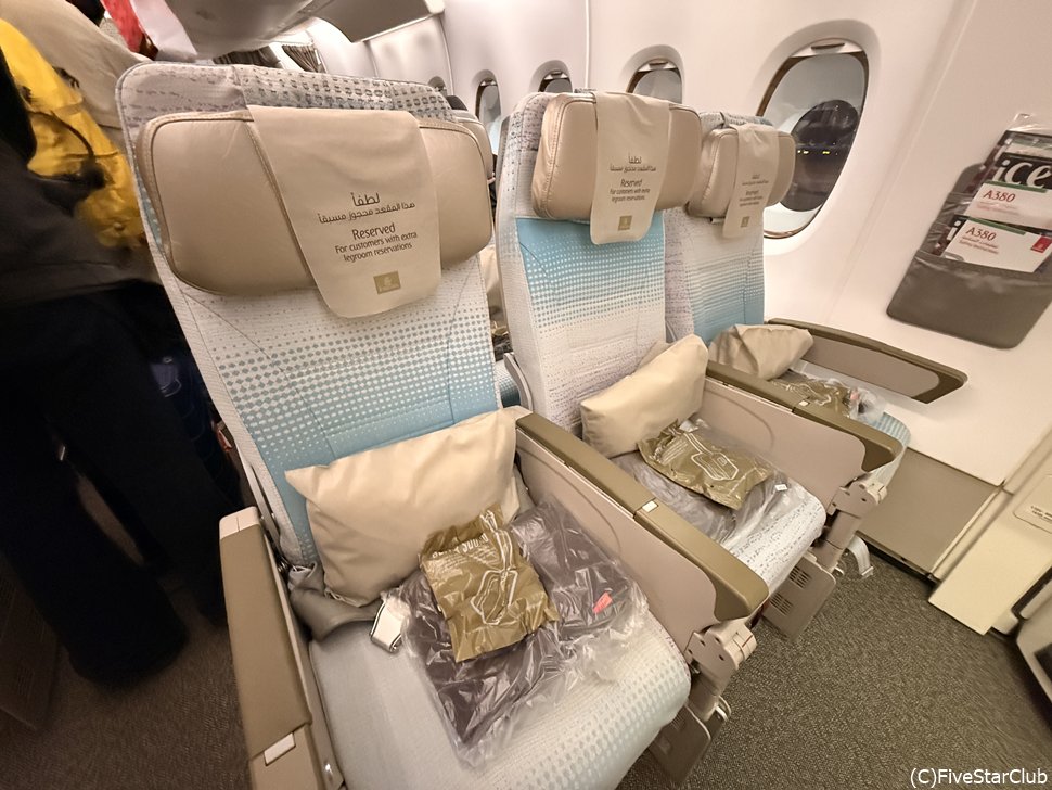 エミレーツ航空の機内 お客様が来る前に撮影しました。