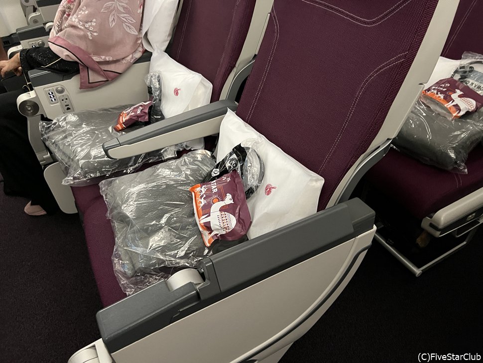 カタール航空機内の座席
